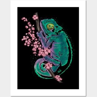 chameleons and cherry blossoms Posters and Art